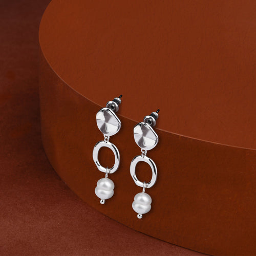 Accessorize London Women's Sterling Silver-Plated Molten Pearl Drop Earrings