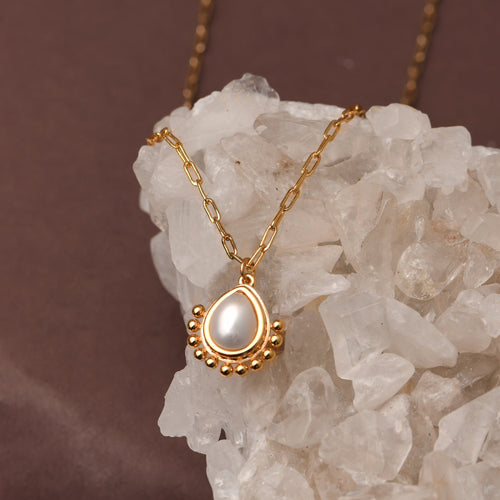 Accessorize London Women's Z Real Gold Plated Bobble Pear Pearl Pendant Necklace