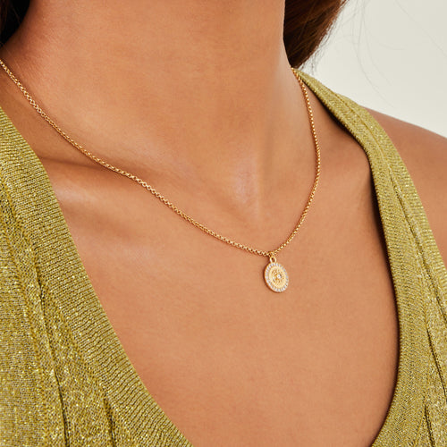 Accessorize London Women's Z Real Gold Plated Disc Pendant Necklace