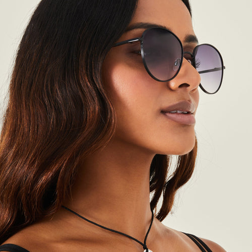 Black Rim Aviator Sunglasses
