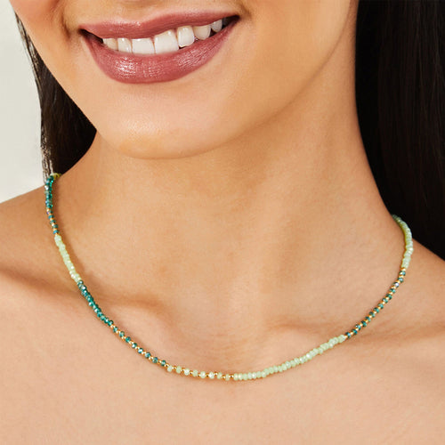 Accessorize London Women's Z Real Gold Plated Green Beaded Collar Necklace