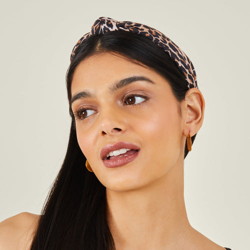 Accessorize London Women's Leopard Print Knot Headband