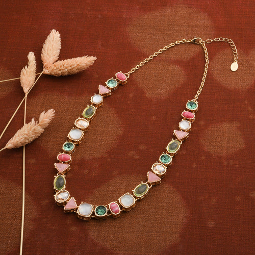 Accessorize London Women's Gold Eclectic Gem Collar Necklace