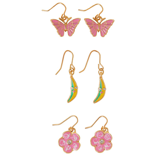 Accessorize London Banana Drop Earrings Set Of 3