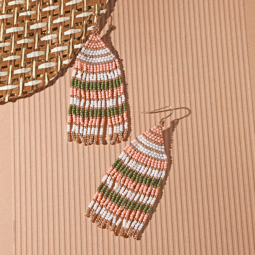 Accessorize London Women's Multi Stripe Beaded Tassel Earrings