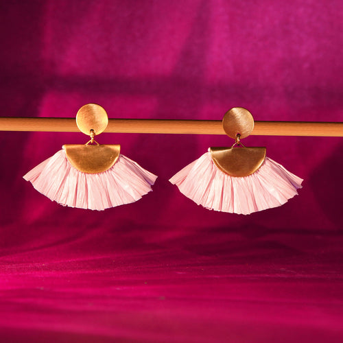 Accessorize London Women's Pink Fan Drop Earrings