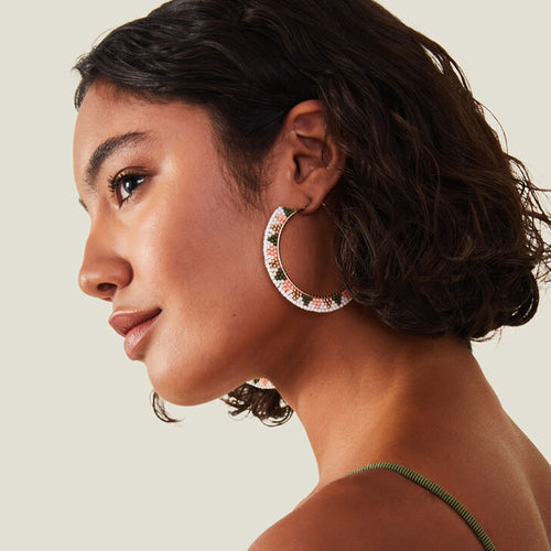 Accessorize London Women's Multi Aztec Beaded Hoop Earrings