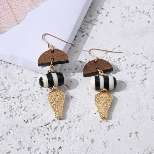 Accessorize London Women's Wooden Beaded Drop Earrings