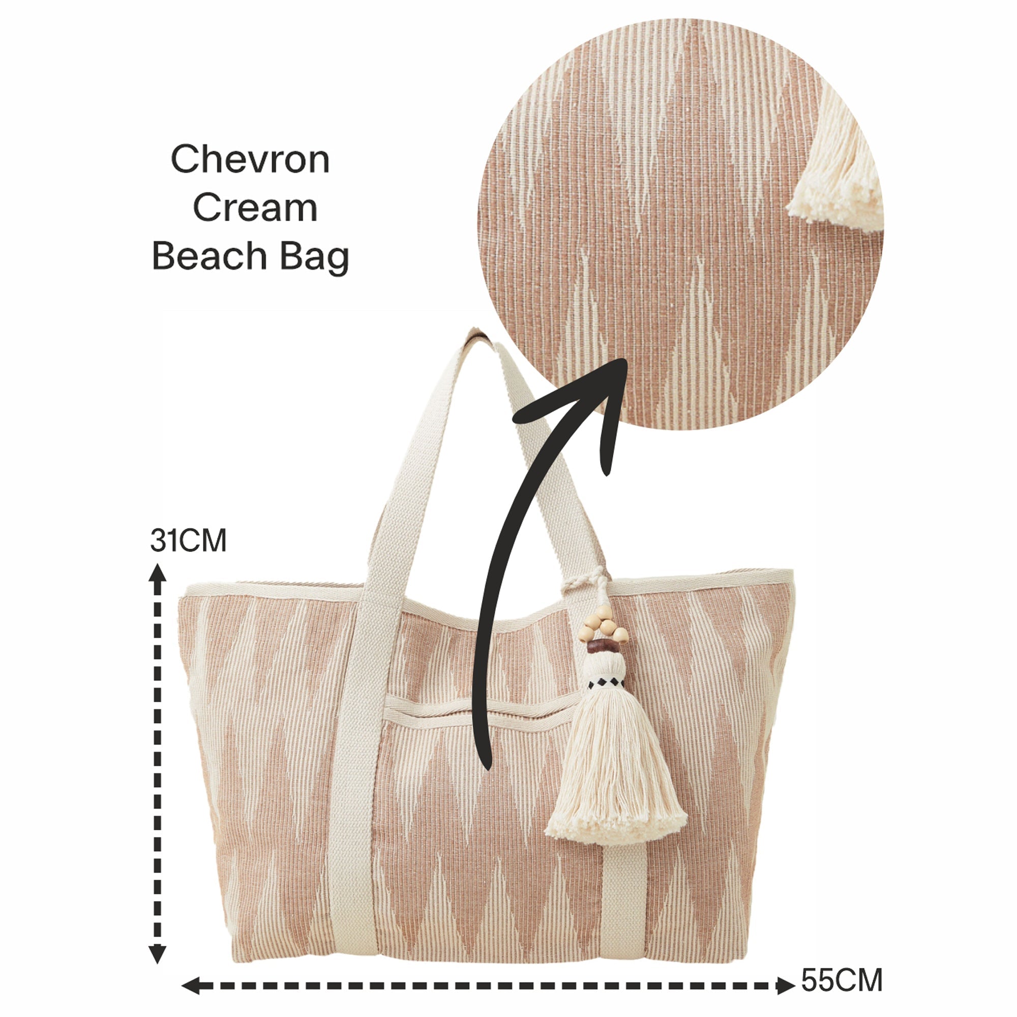 Accessorize London Women s Cream Chevron Beach Bag Accessorize India