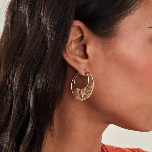 Accessorize London Women's Gold Double Wrapped Hoop Earrings