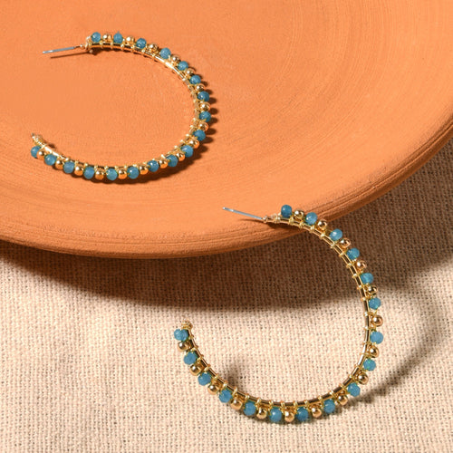 Accessorize London Women's  Turquoise  Woven Beaded Hoop Earrings