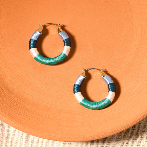 Accessorize London Women's Blue  Chunky Thread Hoop Earrings
