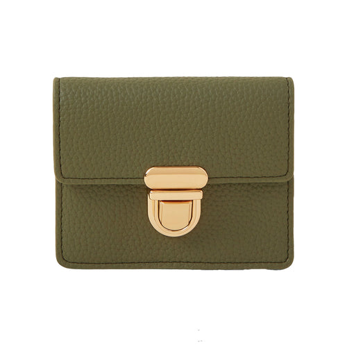 Accessorize London Women's Khaki Push Lock Card Holder