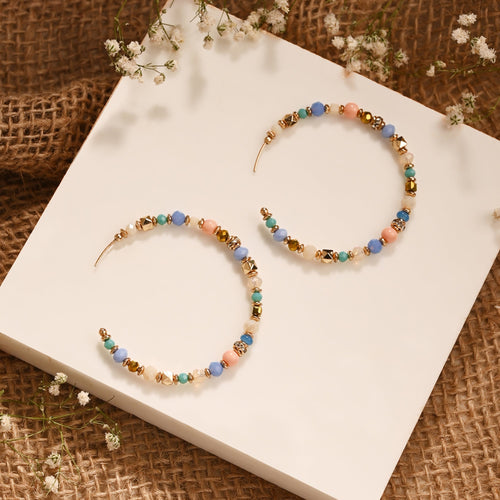 Accessorize London Women Multi Faceted Bead Hoops