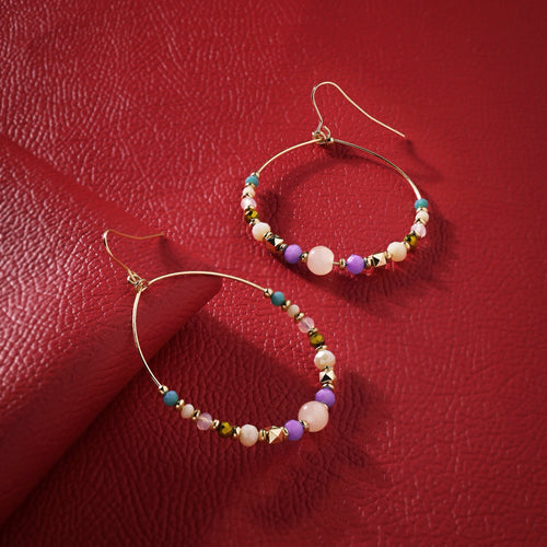 Accessorize London Women Multi Large Pastel Beaded Hoops