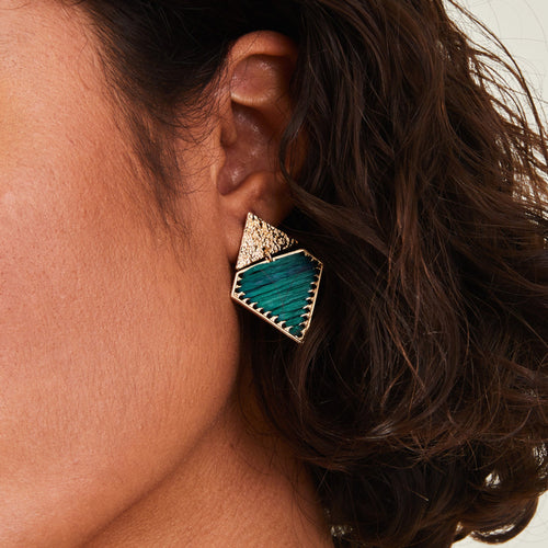 Accessorize London Women Teal Diamond Drop Thread Earrings