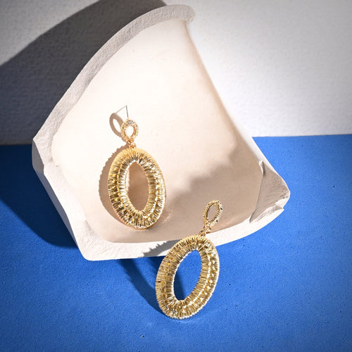 Accessorize London Women Gold Oval Drop Earrings