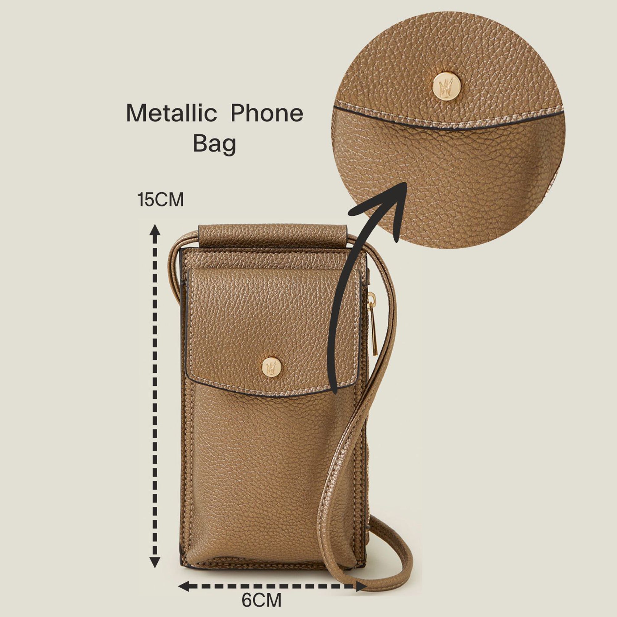 Accessorize London Women's Brown Metallic Phone Bag Accessorize