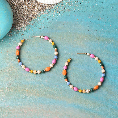 Accessorize London Women Multi Large Beaded Hoops