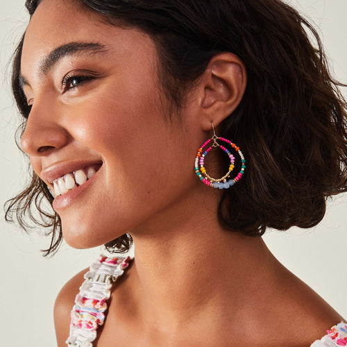 Accessorize London Women's Multi Layered Beaded Hoop Earrings