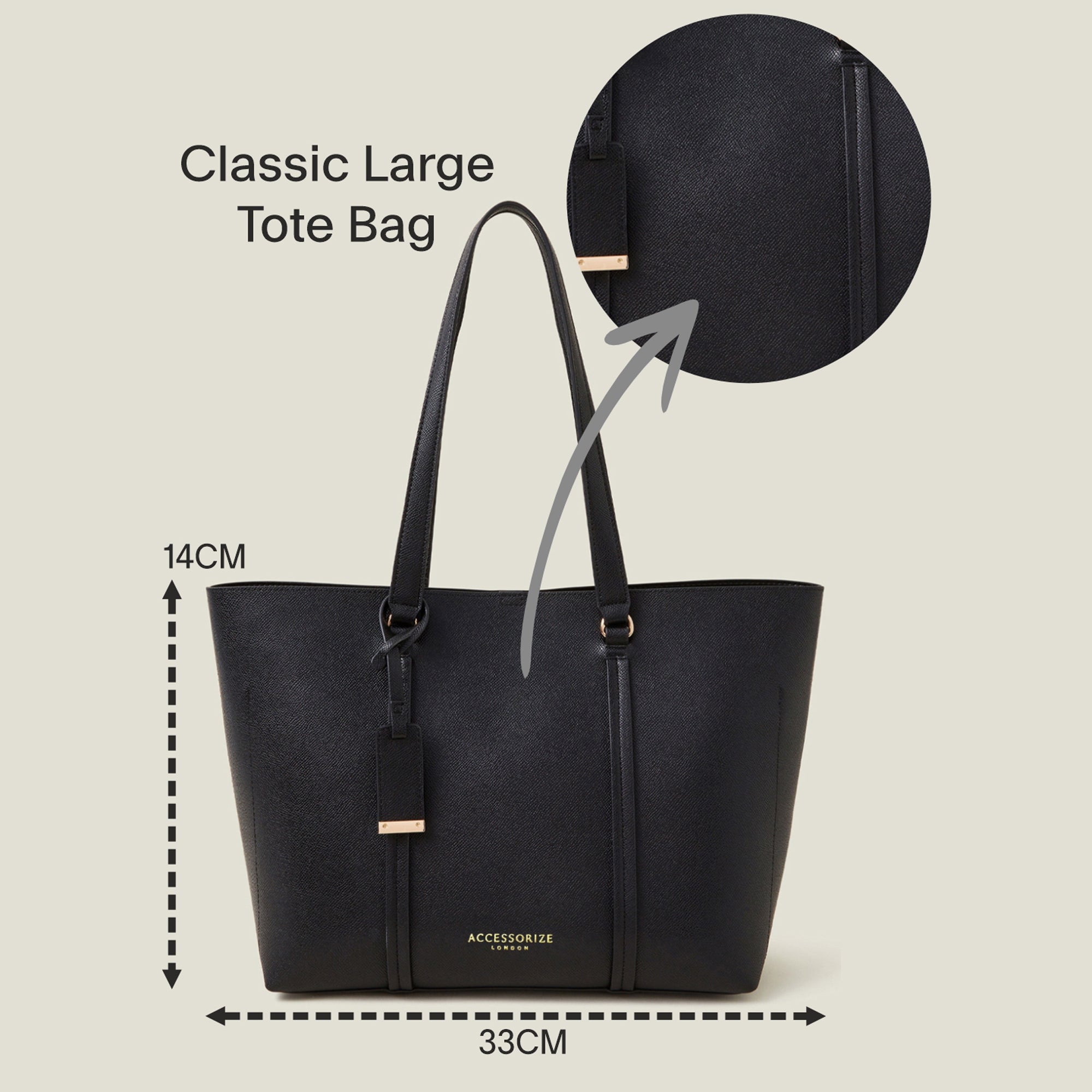 Black Classic Large Tote Bag - Accessorize India