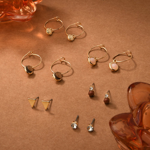 Accessorize London Women's Gold Stud And Hoop Earringss Set Of 6