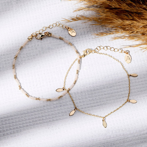 Accessorize London Women's Facet Bead Anklets Pack Of 2