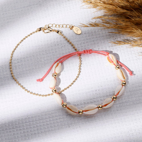 Accessorize London Women's Gold  Shell Friendship Anklets Pack Of 2