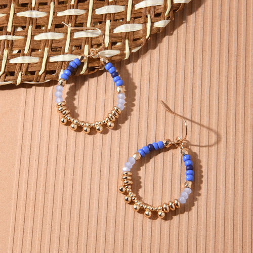 Accessorize London Women's Multi-Beaded Bobble Drop Hoop Earringss