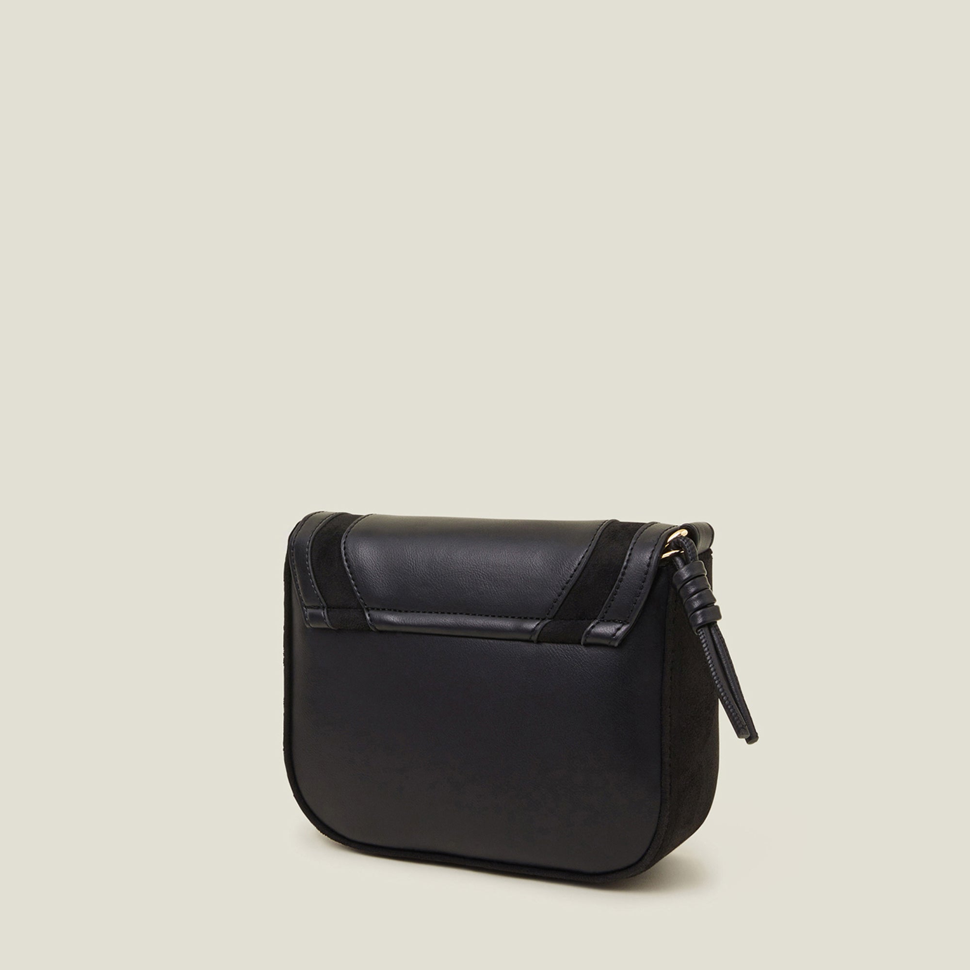 Black Suedette Flap Sling Bag 