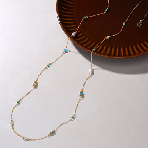 Accessorize London Women 14K Real Gold Plated Long Beaded Necklace
