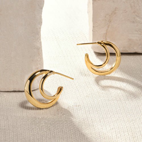 Accessorize London Women 14k Real Gold Plated Double Hoops Earrings