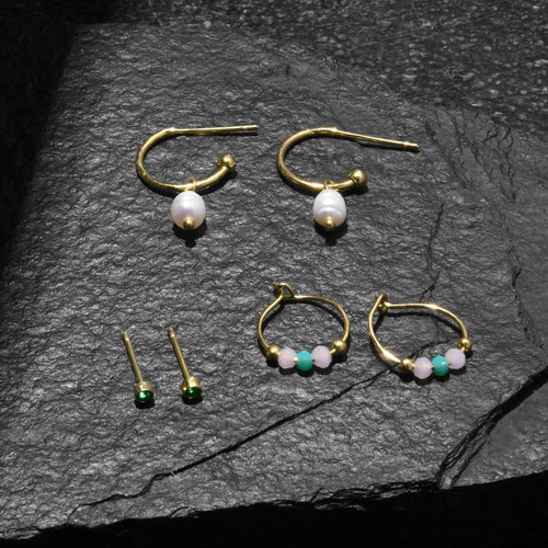 Accessorize London Women 14k Real Gold Plated Earrings Pack Of 3
