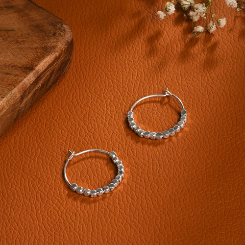 Accessorize London Women Sterling Silver-Plated Bead Hoops Earrings