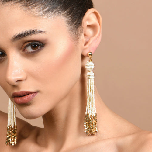 Accessorize London Women's White Tassel Drop Earrings