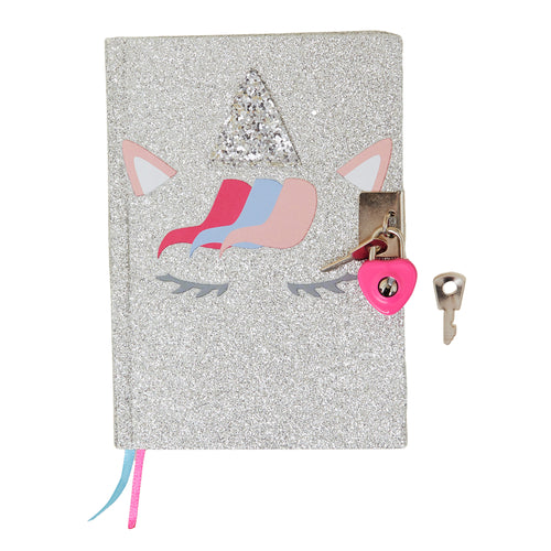 Accessorize London Girls Unicorn Lockable Journal-Silver