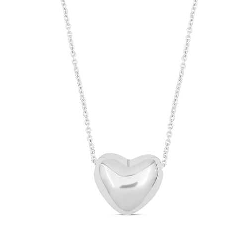 Accessorize London Women Sterling Silver-plated Puff Heart Pendant Necklace