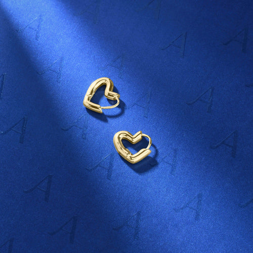 Accessorize London Women 14k Real Gold Plated Heart Hoop Earrings