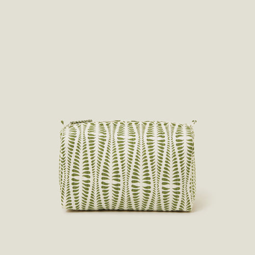 Green Large Quilted Make Up Bag