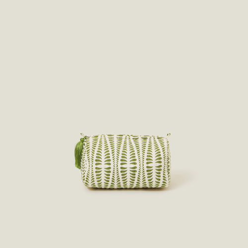 Green Medium Quilted Make Up Bag