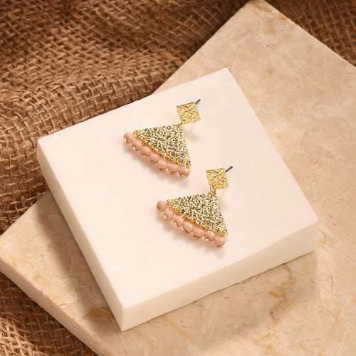 Accessorize London Women Pink Pyramid Facet Bead Drop Earrings
