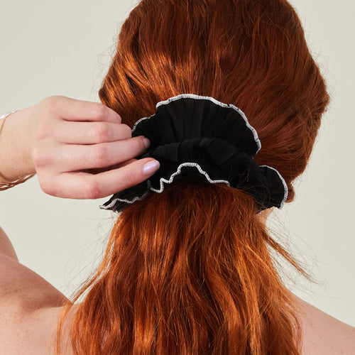 Accessorize London Women Black Oversized Contrast Trim Hair Scrunchie
