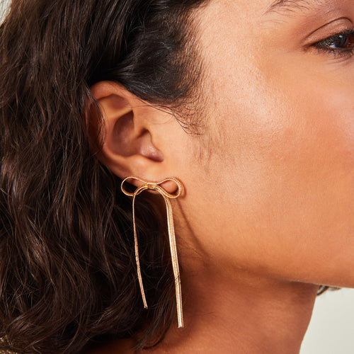 Accessorize London Women Snake Chain Bow Earrings