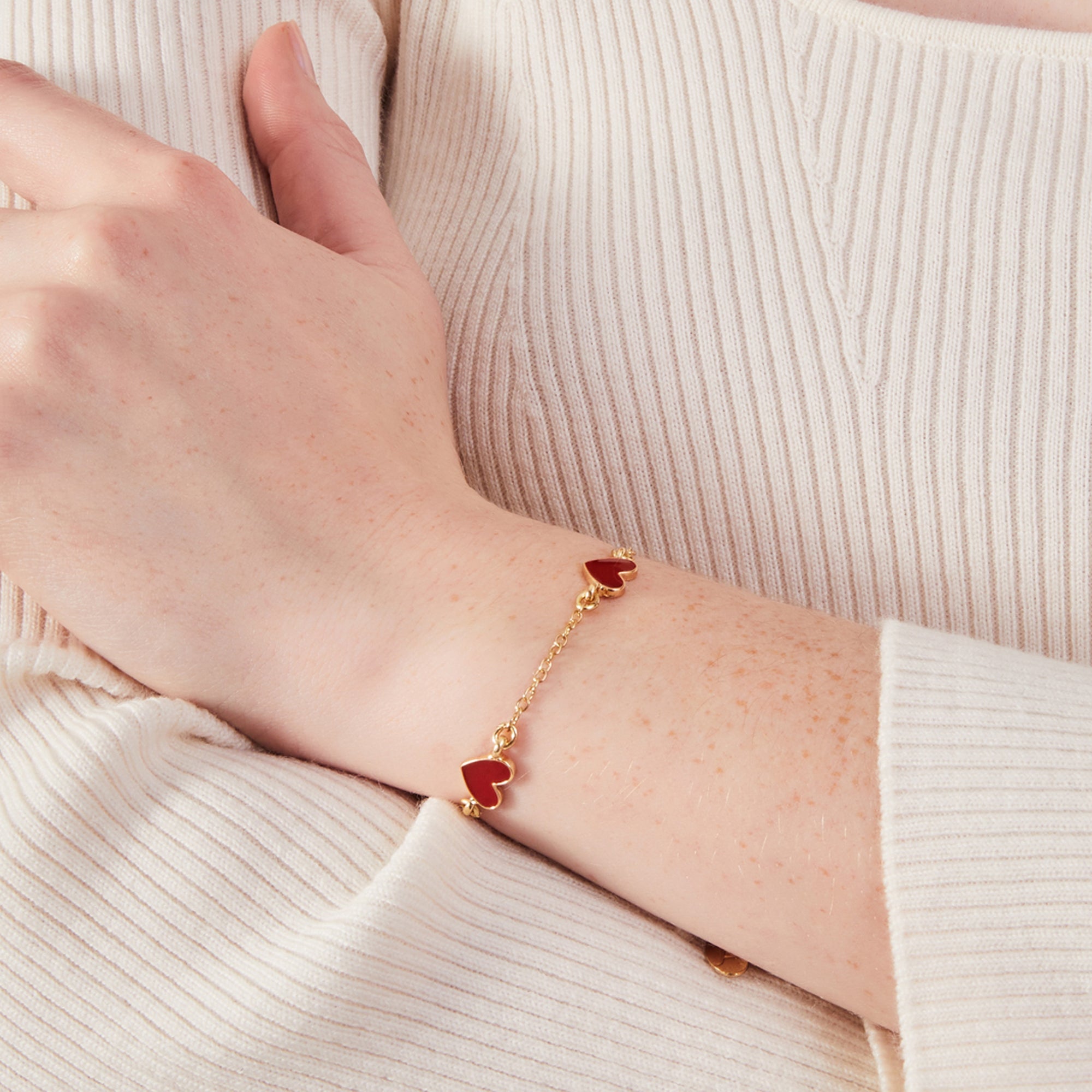 Accessorize London Women Red Enamel Heart Bracelet - Main Image