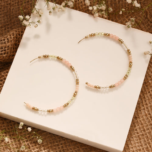 Accessorize London Women Pink Fine Beaded Hoop Earrings