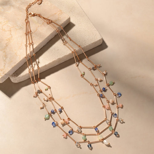 Accessorize London Women Multi Bead Drop Layered Necklace