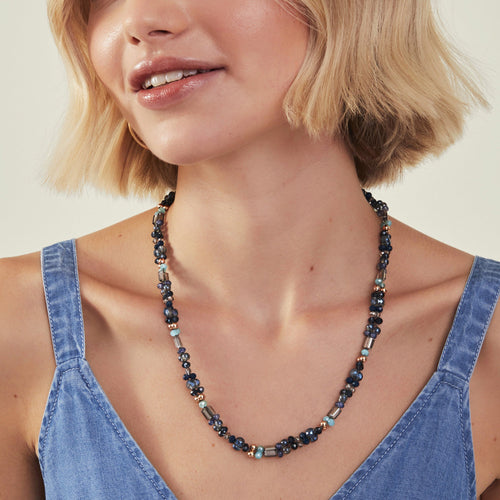 Accessorize London Women Blue Mixed Bead Collar Necklace