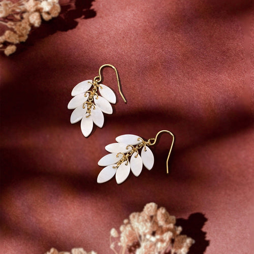 Accessorize London Women's White Leaf Drop Earrings