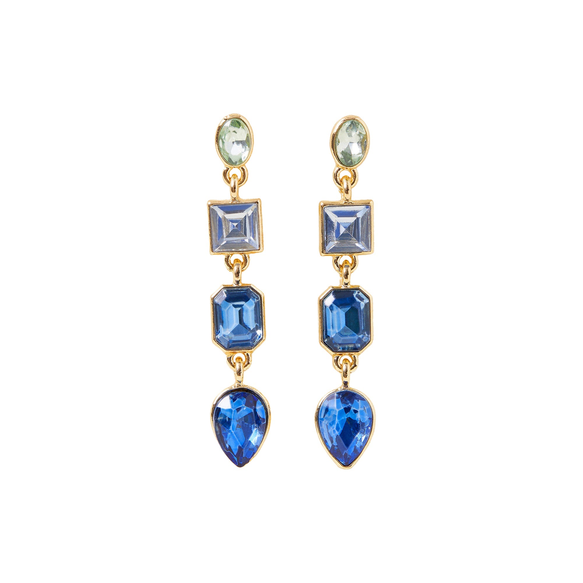 Blue Eclectic Long Drop Earrings