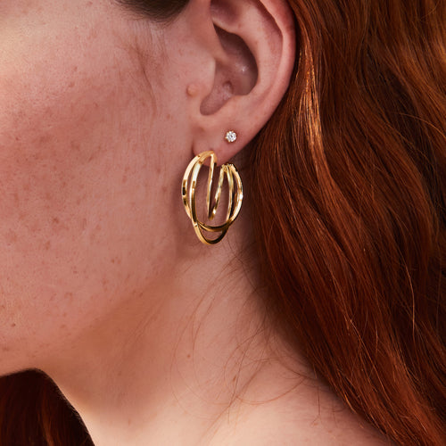 Accessorize London Women's Gold Layered Hoop Earrings